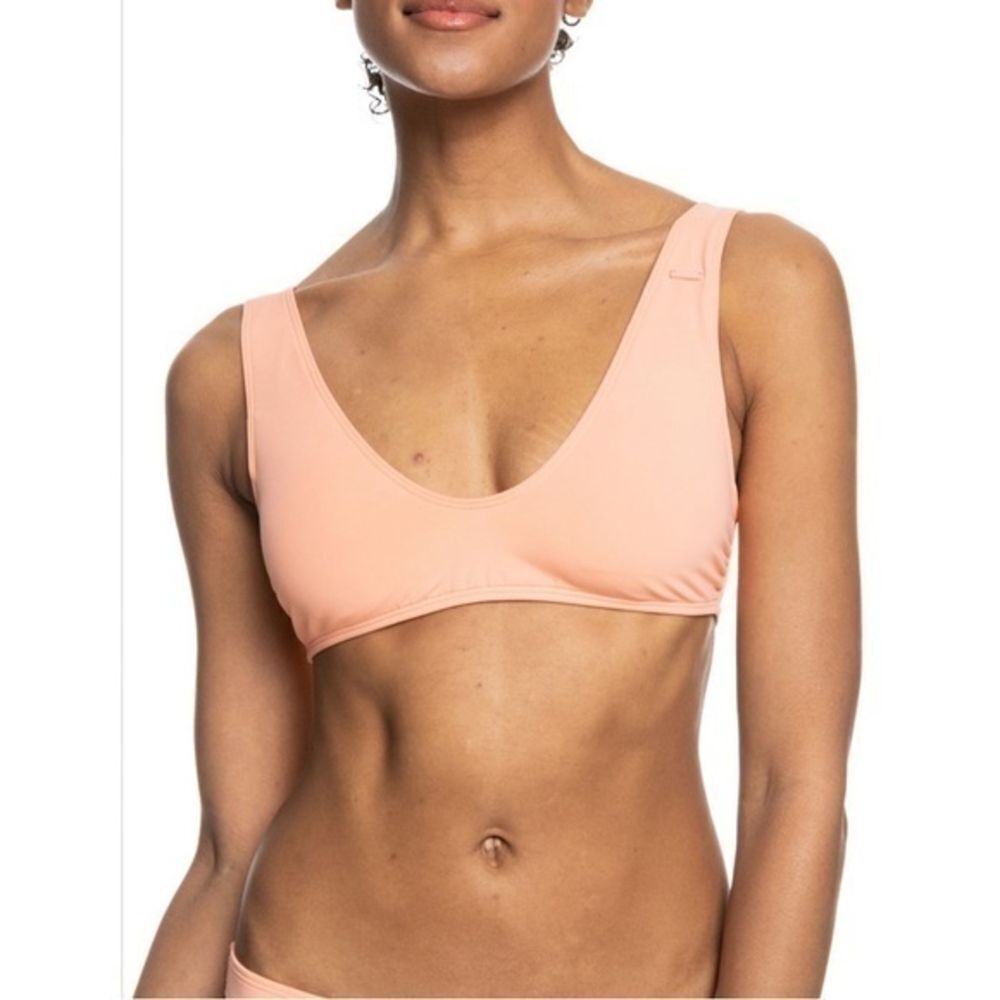 Peach Scoop Neck‎ Bikini Top with Tie Back Summer Beach Swimwear
